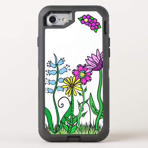 Whimsical Folk Art Flowers Colorful OtterBox Defender iPhone SE87 Case