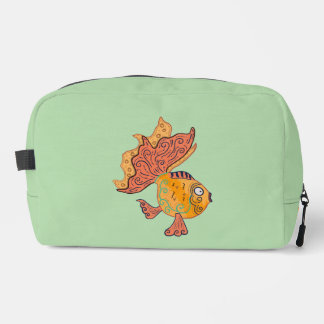 Whimsical Folk Art Goldfish | Boho Swirl Fantasy Dopp Kit
