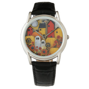 Whimsical Folk Art Halloween Patch Watch