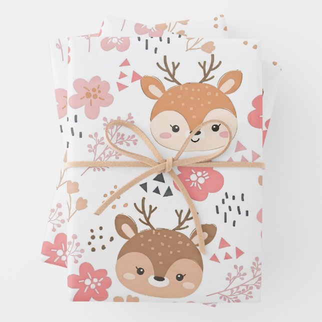 Whimsical Folk Art Hedgehog for Nursery Wrapping Paper Sheets (In situ)
