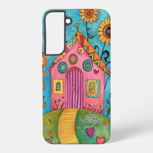 Whimsical Folk Art House Samsung Galaxy Case (Back)