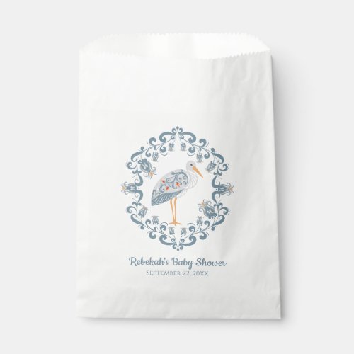 Whimsical Folk Art Stork  Baby Shower Favor Bag