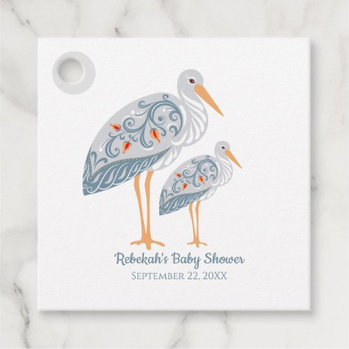 Whimsical Folk Art Stork  Baby Shower Favor Tags