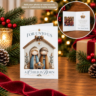 Whimsical Folk Art Style Nativity Christmas Card