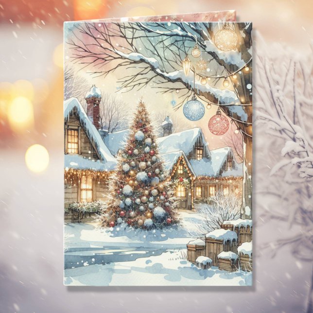 Whimsical Folk Village Personalized Christmas Holiday Card (Creator Uploaded)