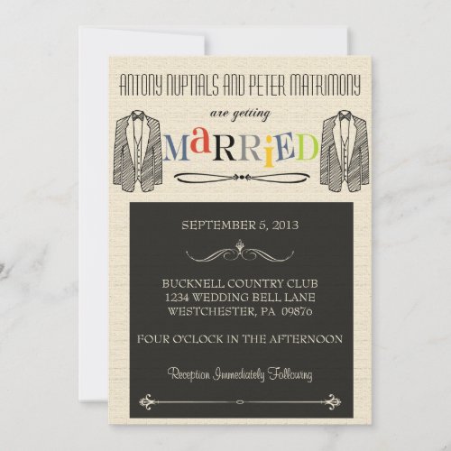 Whimsical Font Gay Wedding Invitations