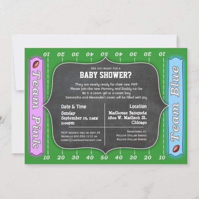 Whimsical Football Themed Baby Shower Invitation (Front)