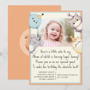 Whimsical Forest Animal Photo Invitation