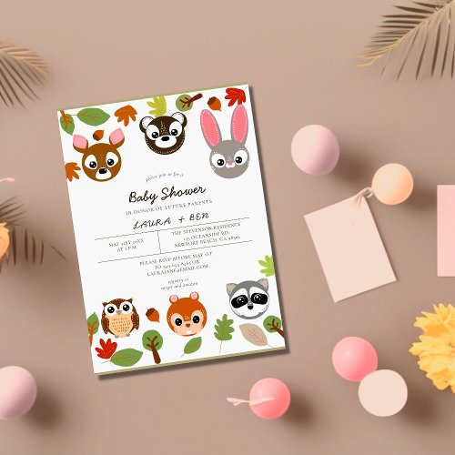 Whimsical Forest Animals Woodland Fun Baby Shower Invitation