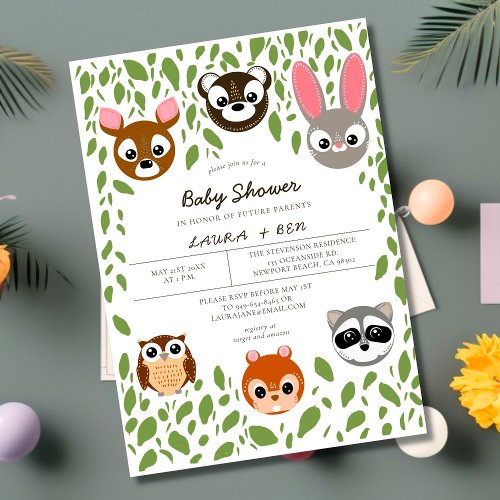 Whimsical Forest Animals Woodlands Sap Baby Shower Invitation