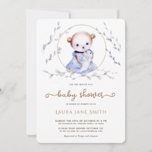 Whimsical Forest Bear Girl Baby Shower Invitation