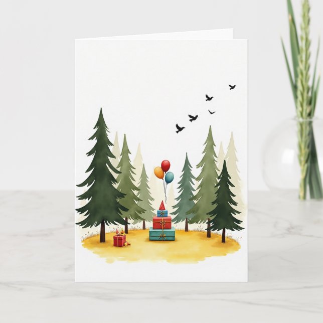 Whimsical Forest Birthday Card (Front)