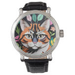 Whimsical Forest cat in Paper-Cut Art Watch
