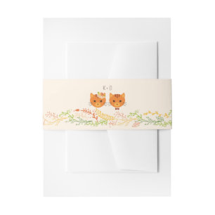 Whimsical Forest Cats (Cream) Rustic Wedding Invitation Belly Band