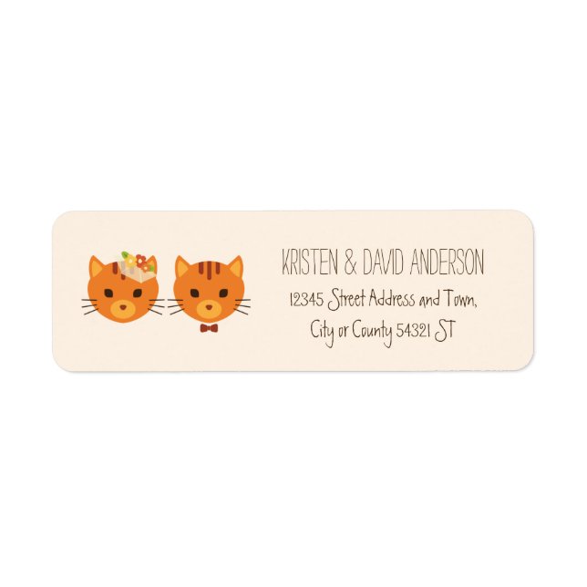 Whimsical Forest Cats (Cream) Wedding Label (Front)