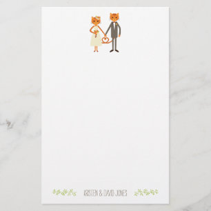 Whimsical Forest Cats Wedding Personalized Stationery
