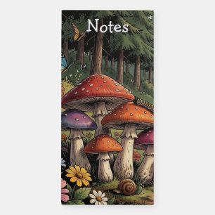 Whimsical Forest Creek with Mushrooms, Butterflies Magnetic Notepad