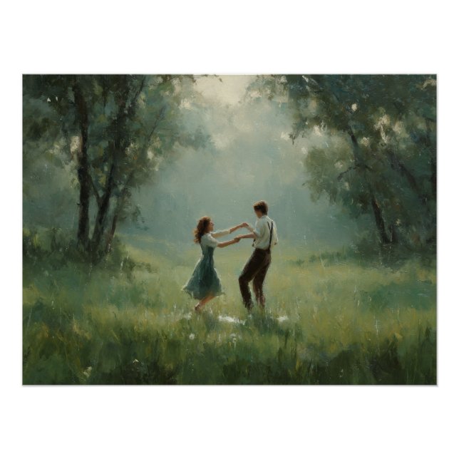 Whimsical Forest Dance Couple Scene Poster (Front)