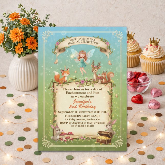Whimsical Forest Fairy 2nd Birthday Party Invitation (Creator Uploaded)