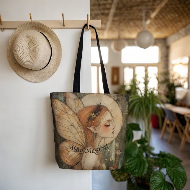 Whimsical Forest Fairy with Stay Magical Quote  Tote Bag (Creator Uploaded)