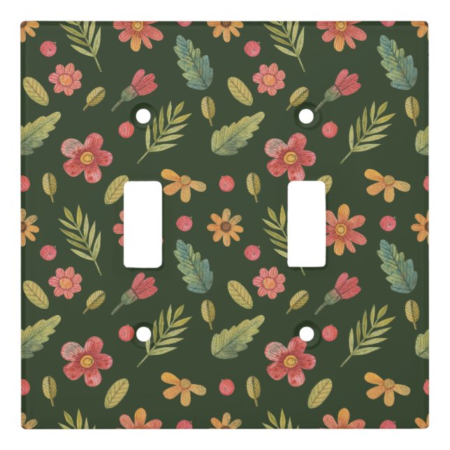 Whimsical Forest Flowers & Leaves  Light Switch Cover (Front)