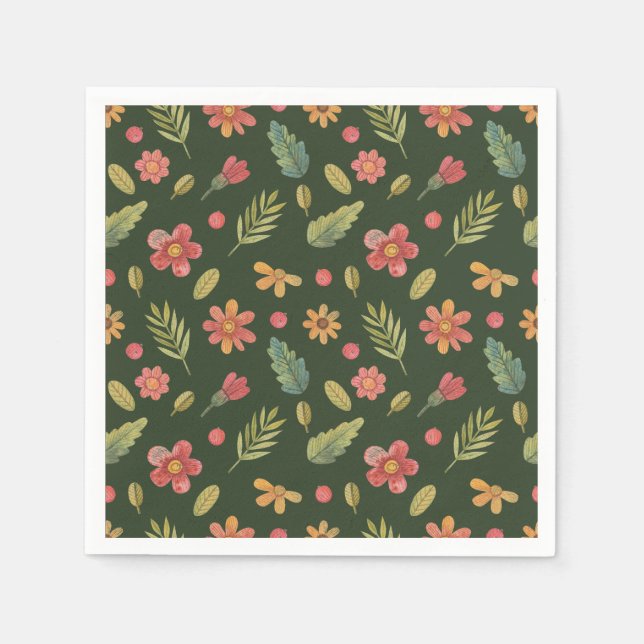 Whimsical Forest Flowers Napkins (Front)
