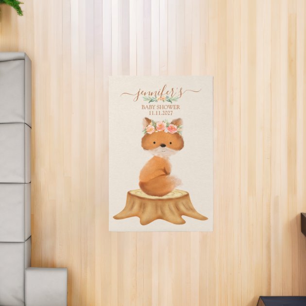 Whimsical Forest Fox Baby Shower Flower Crown Rug