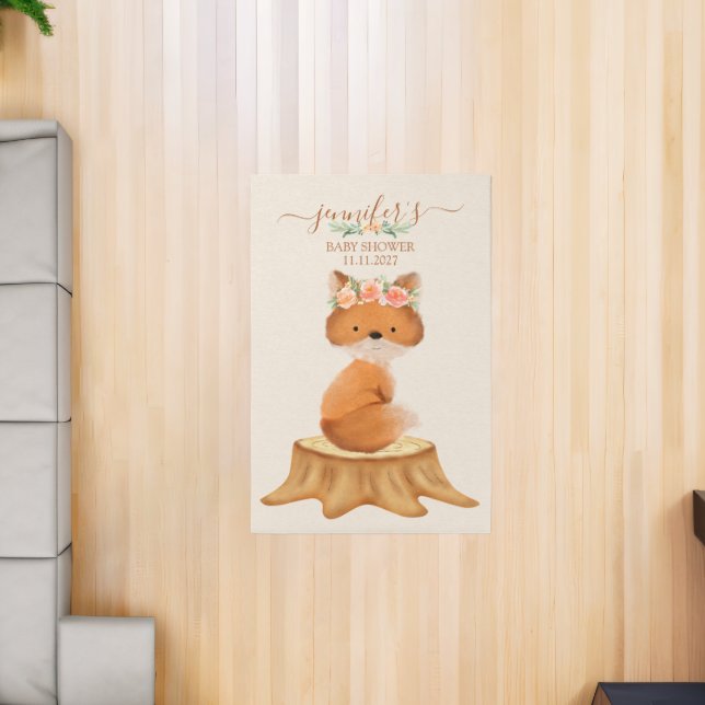 Whimsical Forest Fox Baby Shower Flower Crown Rug (Insitu (Indoor 2))