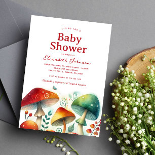 Whimsical Forest Mushroom Baby Shower Invitation