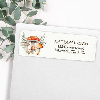 Whimsical Forest Mushroom Farmhouse return address Label