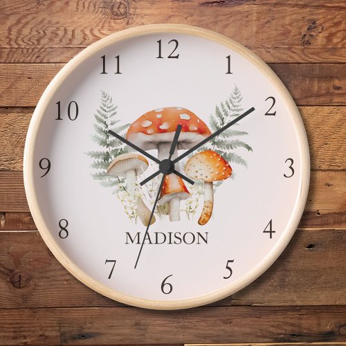 Whimsical Forest Mushroom Vintage Farmhouse Recipe Clock