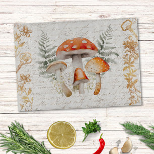 Whimsical Forest Mushroom Vintage letter Farmhouse Cutting Board