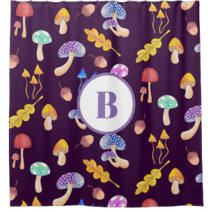 Whimsical Forest Mushrooms Personalized Shower Curtain