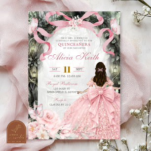 Whimsical Forest Pink Bow Coquette Butterfly I Invitation