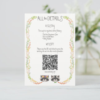 Whimsical Forest Raccoons Rustic Wedding Enclosure Card