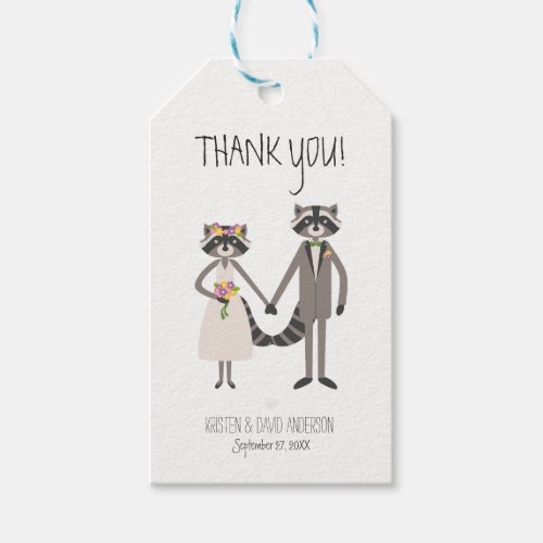 Whimsical Forest Raccoons Rustic Wedding Gift Tags