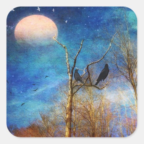Whimsical Forest Scene Square Stickers