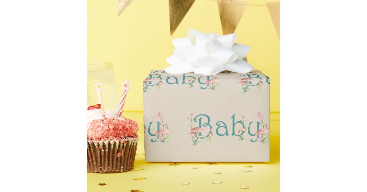 Whimsical Forest Theme with Mushrooms Baby Shower Wrapping Paper Zazzle