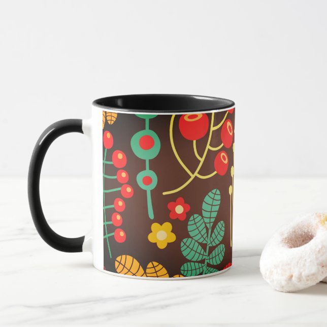 “Whimsical Forest with a Golden Bird** Mug (With Donut)