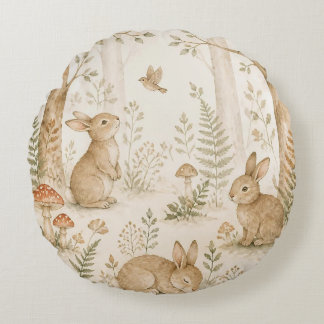 Whimsical Forest Woodland Animals Baby Round Pillow