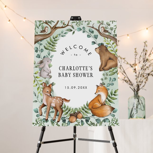 Whimsical Forest Woodland Animals Welcome Baby Foam Board (In Situ (Stand))
