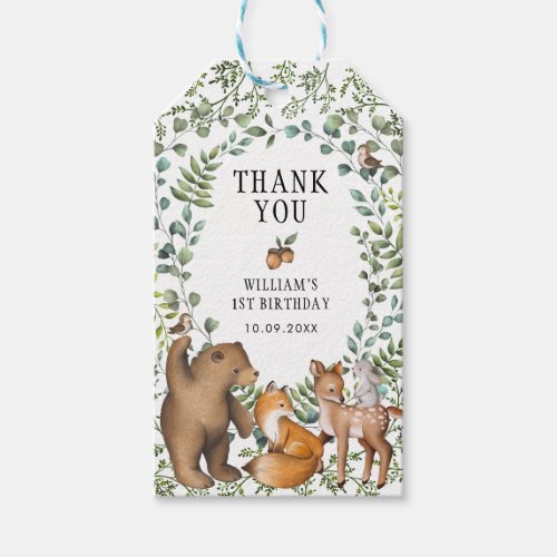 Whimsical Forest Woodland Baby Animals Thank You G Gift Tags