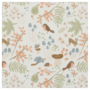 Whimsical forest woodland plants autumn fall fabric