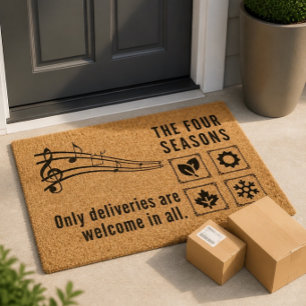 Whimsical Four Seasons Deliveries Welcome Fiber Doormat