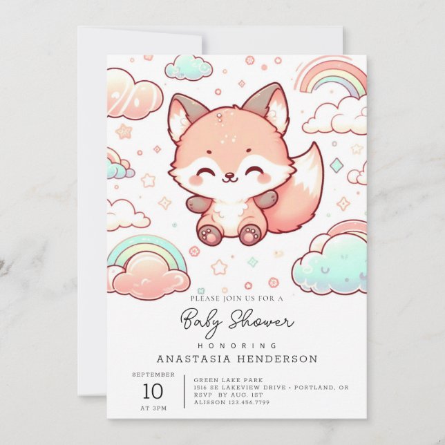 Whimsical Fox Baby Shower Invitation (Front)