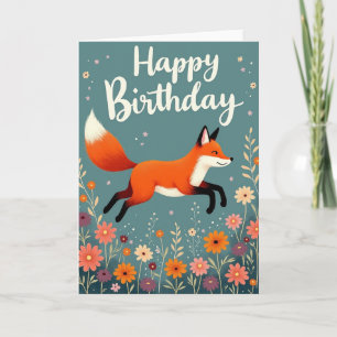 Whimsical Fox Birthday Card