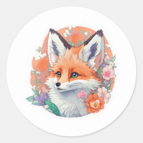 Whimsical Fox Classic Round Sticker