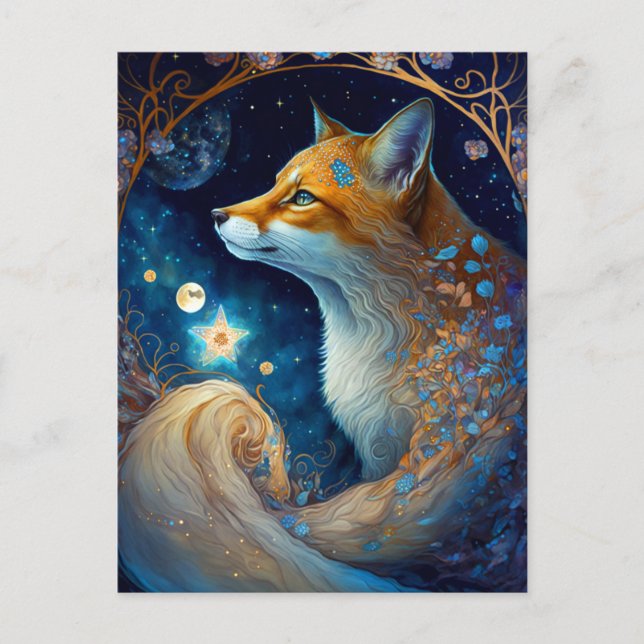 Whimsical Fox Fantasy Art Postcard (Front)