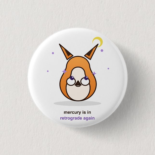 Whimsical Fox Illustration Button (Front)