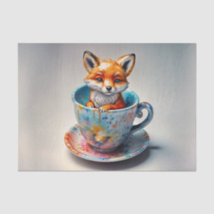 Whimsical Fox Kit in Teacup Decoupage Paper
